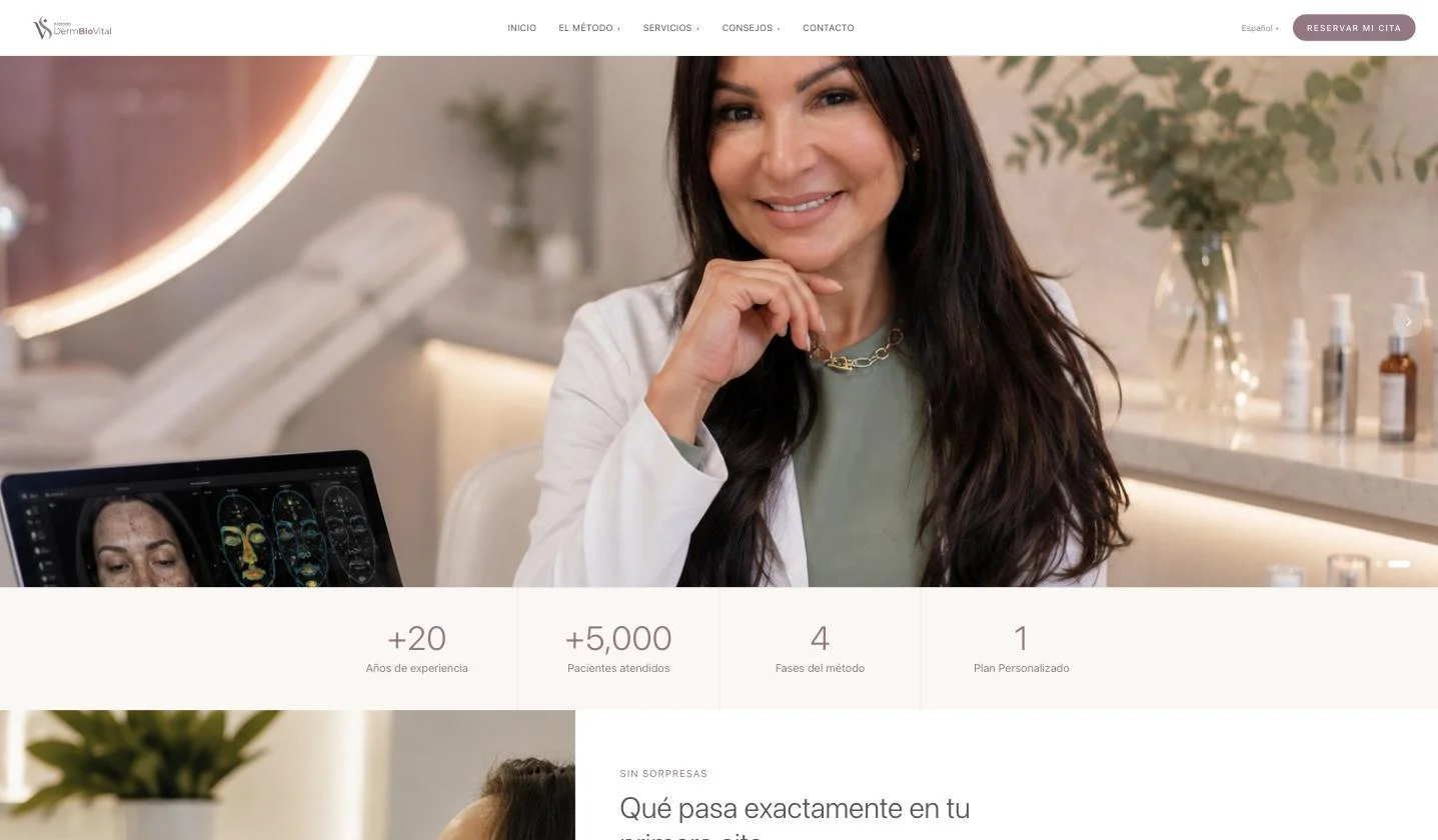 Captura del sitio web de DermBioVital